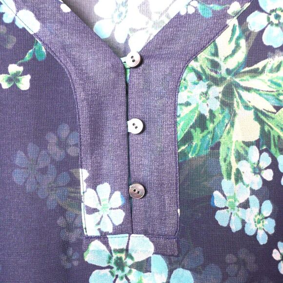 J.Jill Sheer Tunic Top Swim Coverup‎ EUC Sz XL Floral Cinch Back Waist V Neck - Picture 6 of 8